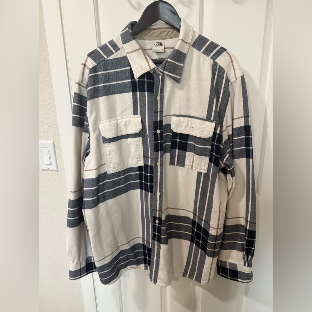 The North Flannel Face Blue and Cream Plaid Shirt 2XL